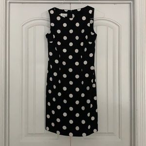 Black and white polka dot sheath dress